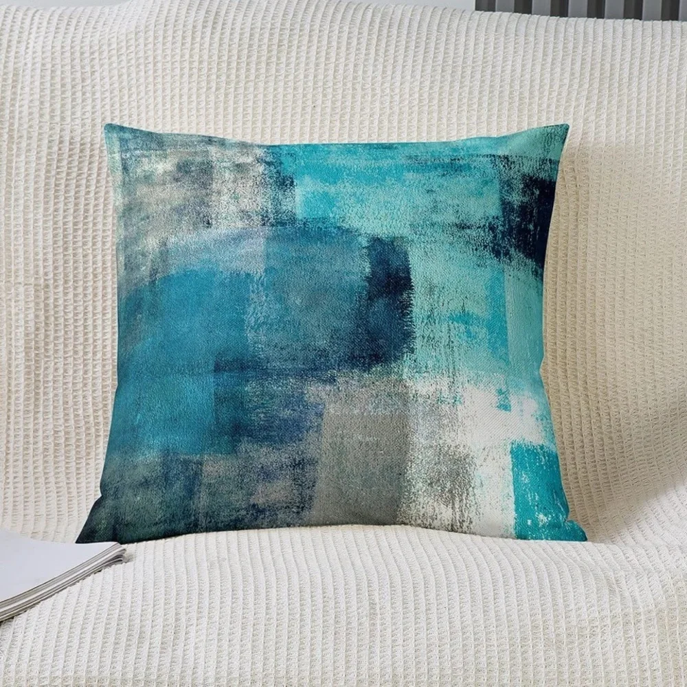 Turquoise Abstract Design Decorative Pillow Covers Set of 2 18”